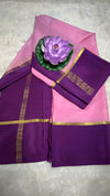 Mysore silk saree 120GSM Baby pink and purple bentex border
