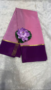 Mysore silk saree 120GSM Baby pink and purple bentex border