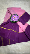 Mysore silk saree 120GSM Baby pink and purple bentex border