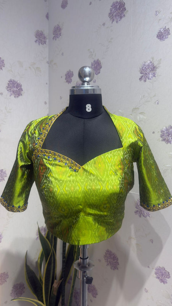 Pure silk Green Ikkat blouse
