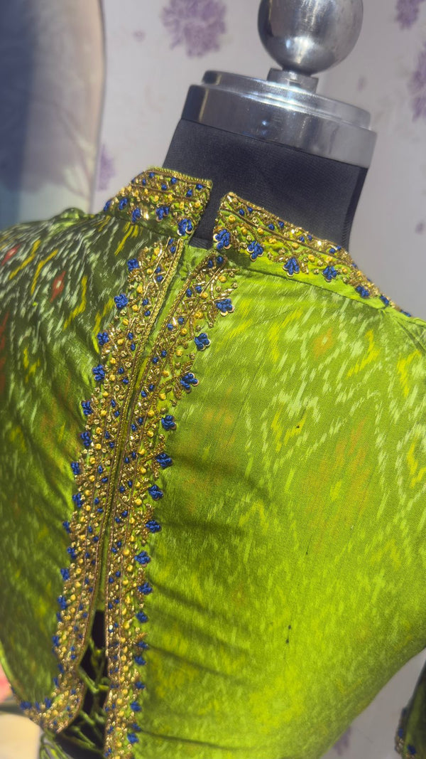 Pure silk Green Ikkat blouse