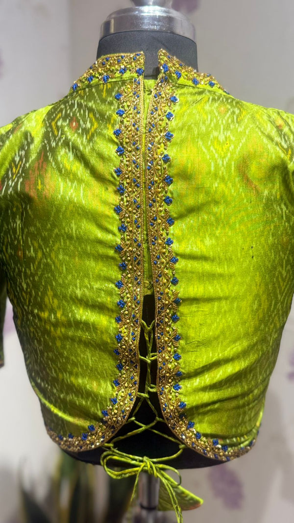 Pure silk Green Ikkat blouse