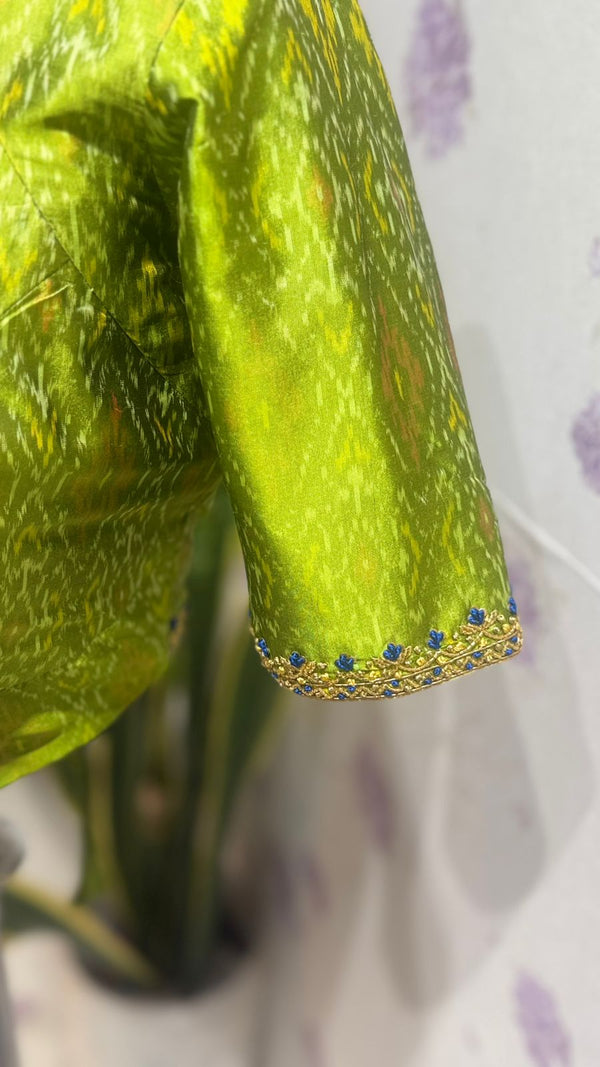 Pure silk Green Ikkat blouse