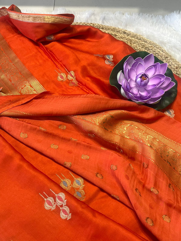 Modal Gaji Silk Sarees orange