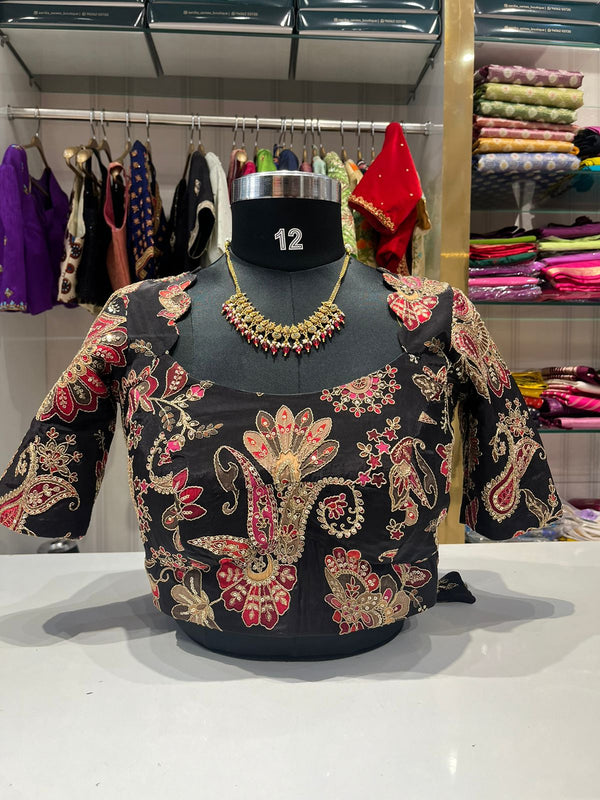 Black kalamkari blouse