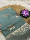 Tussur saree with elephant motive