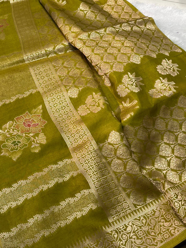 Tussur saree with meenakaari work