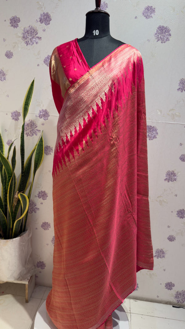 Munga silk Rising border pink