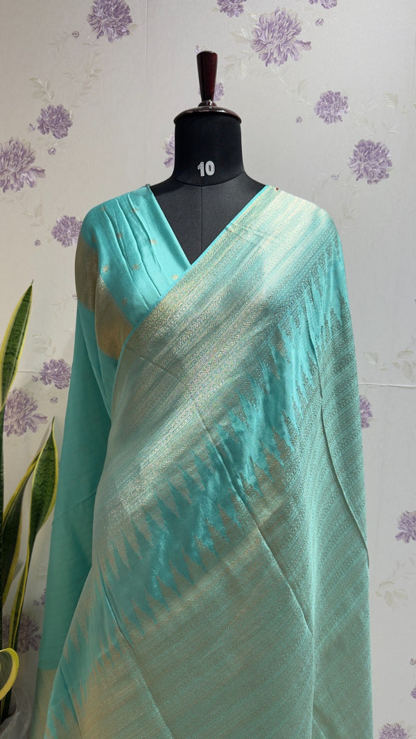 Munga silk Rising border sea blue