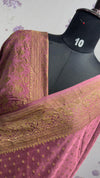 Pure Crape Banaras Saree Onion Pink