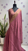 Pure Crape Banaras Saree Onion Pink