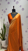 Munga brocade banaras saree Orange