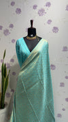 Munga brocade banaras saree Sea blue