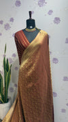 Munga brocade banaras saree Brown