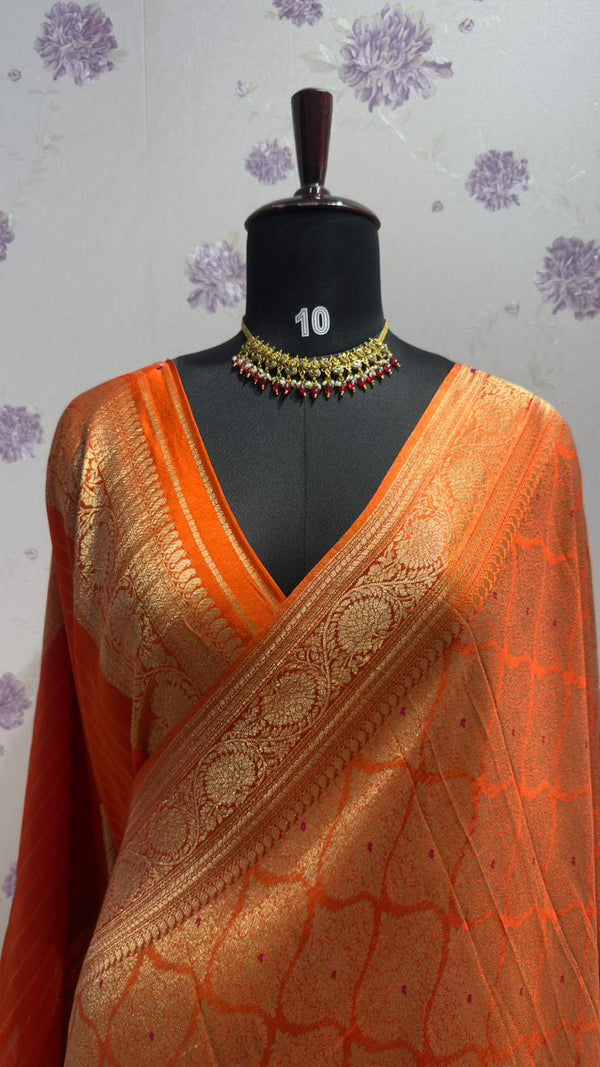 Brocade munga silk new design Orange