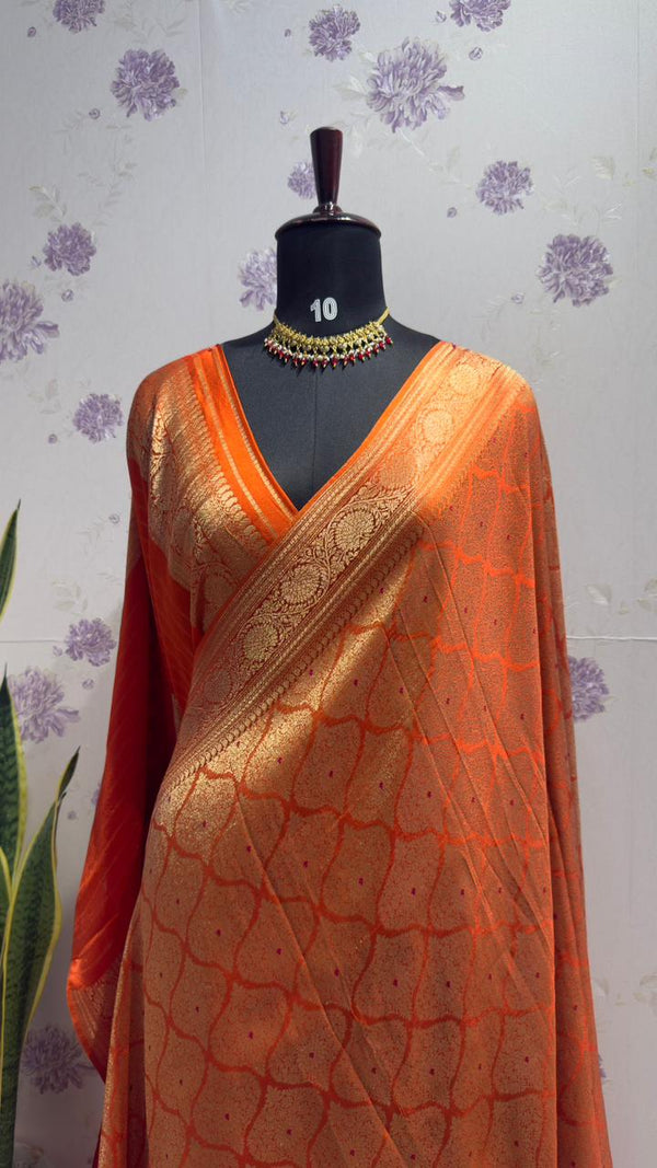 Brocade munga silk new design Orange