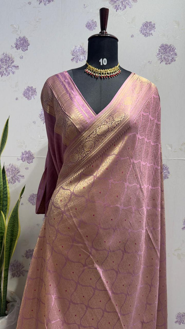 Brocade munga silk new design Onion pink