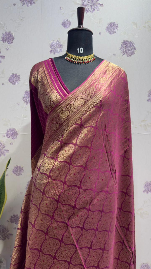 Brocade munga silk new design Megenta Pink