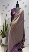 Brocade Munga Silk Temple Border Purple