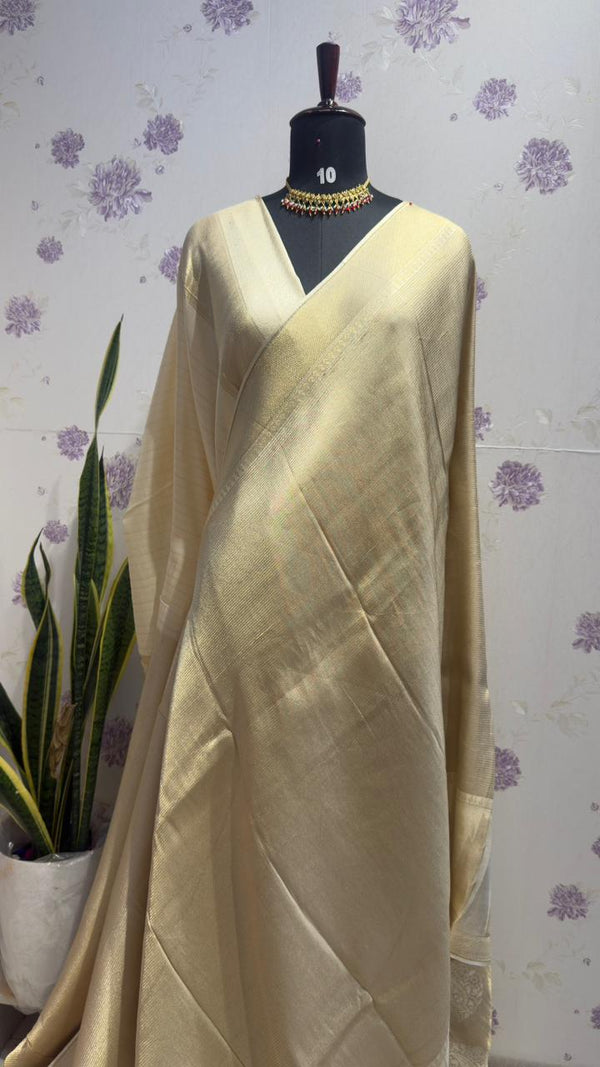 Brocade Munga Silk Temple Border Ivory