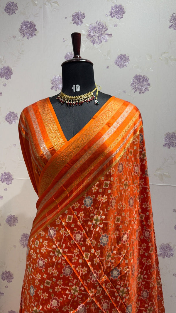 Munga patola saree Orange