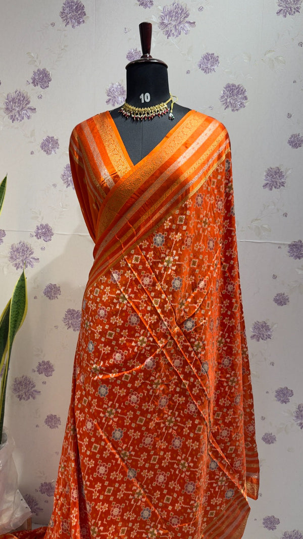 Munga patola saree Orange