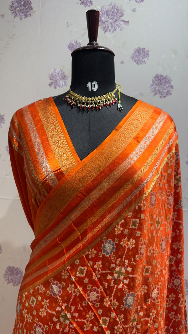 Munga patola saree Orange