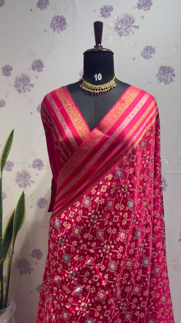 Munga patola saree Pink