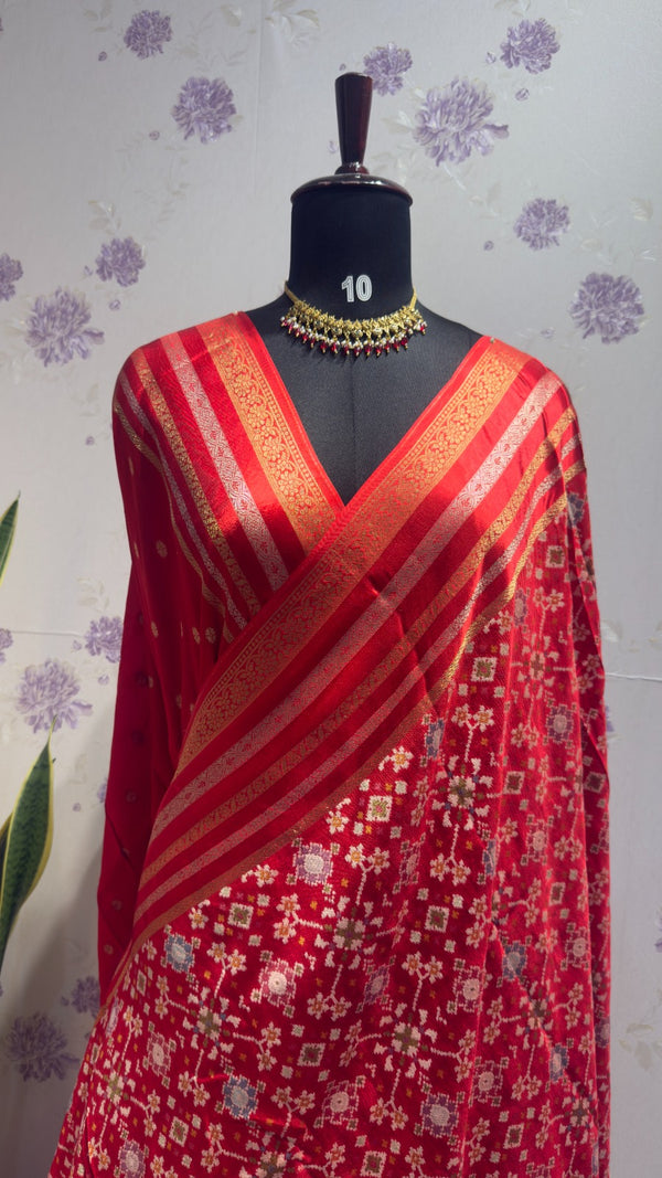 Munga patola saree Red