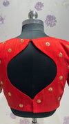 Raw Silk embroidery blouse red