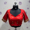 Raw Silk embroidery blouse red