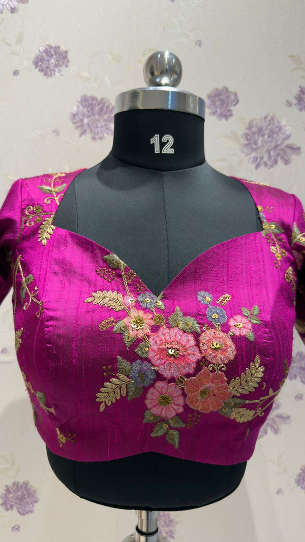 Pure Raw Silk With Embroidery