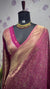 BROCADE BANARAS SAREE WITH ROSE MOTIFS MEGENTA PINK
