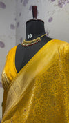 BROCADE BANARAS SAREE WITH ROSE MOTIFS YALLOW