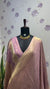 BROCADE BANARAS SAREE WITH ROSE MOTIFS LAVENDER