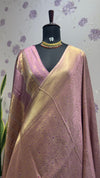 BROCADE BANARAS SAREE WITH ROSE MOTIFS LAVENDER