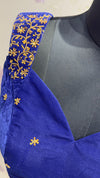 Blue velvet blouse sleeve less