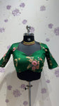 green pure raw silk with Embroidery blouse