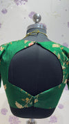 green pure raw silk with Embroidery blouse