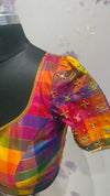 Pure silk multi color blouse with hand embroidery
